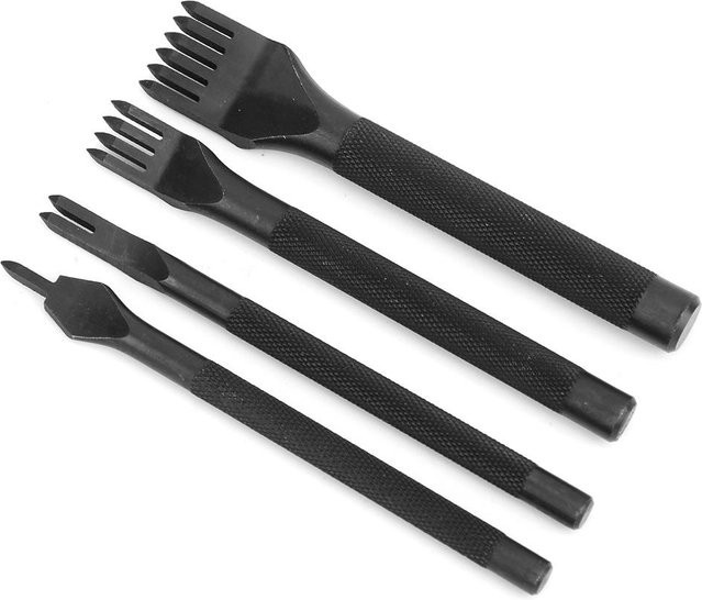 Igeteck Zinkenmeißel-Set für Lederhandwerk DIY-Werkzeug, 4 Stück, Schwarz, 3mm - Bild 1