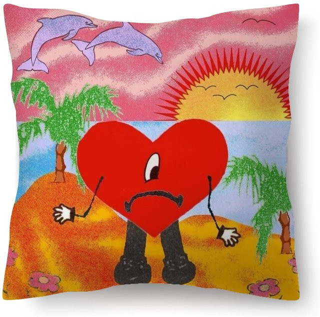 Bad Bunny Merch Kissenbezug Un Verano Sin Ti Cartoon Design, Mehrfarbig, B/B/H: 45 x 45 x 0 cm - Bild 1