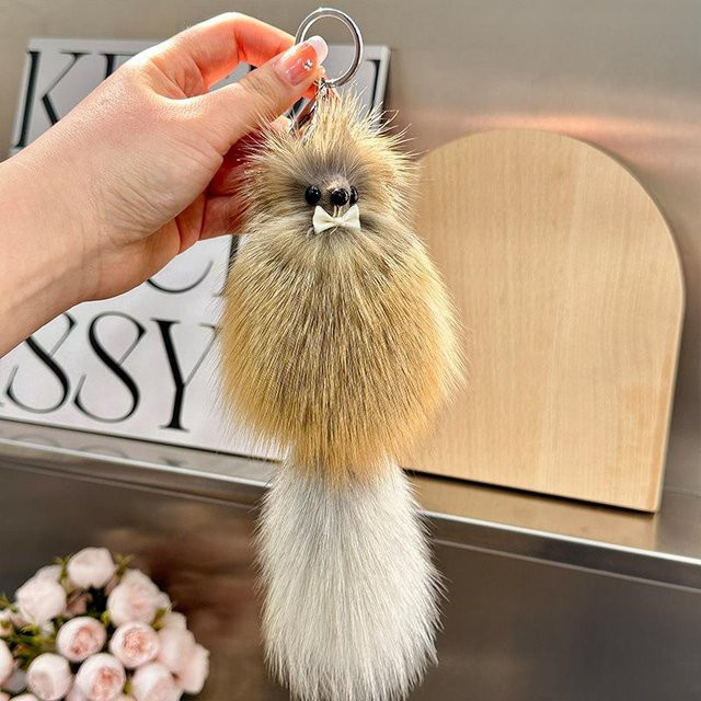 YIRAN Schlüsselanhänger Fuchs, Plüsch, braun, Unisex - Bild 1