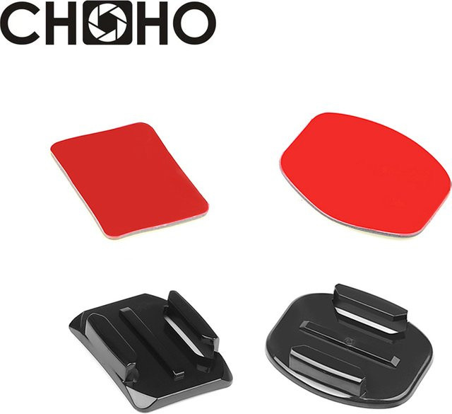 Klebstoff Halterungen für GoPro Hero 13 und DJI Action 4 in Rot, Flache und Gebogene Aufkleber für Action Cameras, Helm und Surfbrett - Bild 1