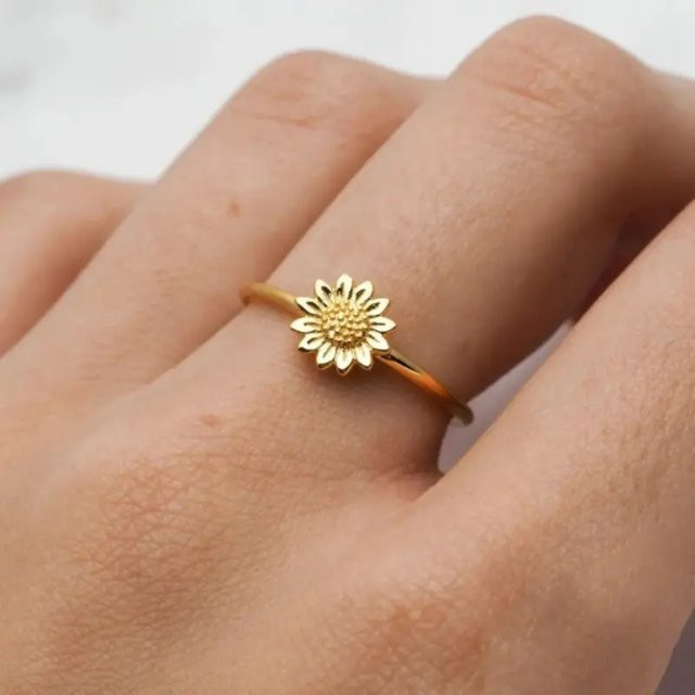 Huitan Sonnenblumen-Fingerring, Gold, Damen - Bild 1