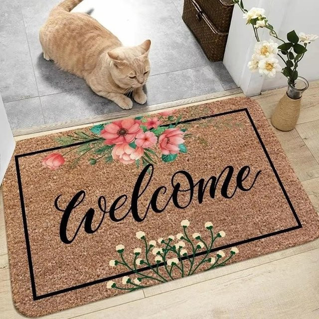 Rutschfeste Lodestar Fußmatte mit Brief und Blumen Motiv in Multicolour, B/B: 100 x 150 cm - Bild 1