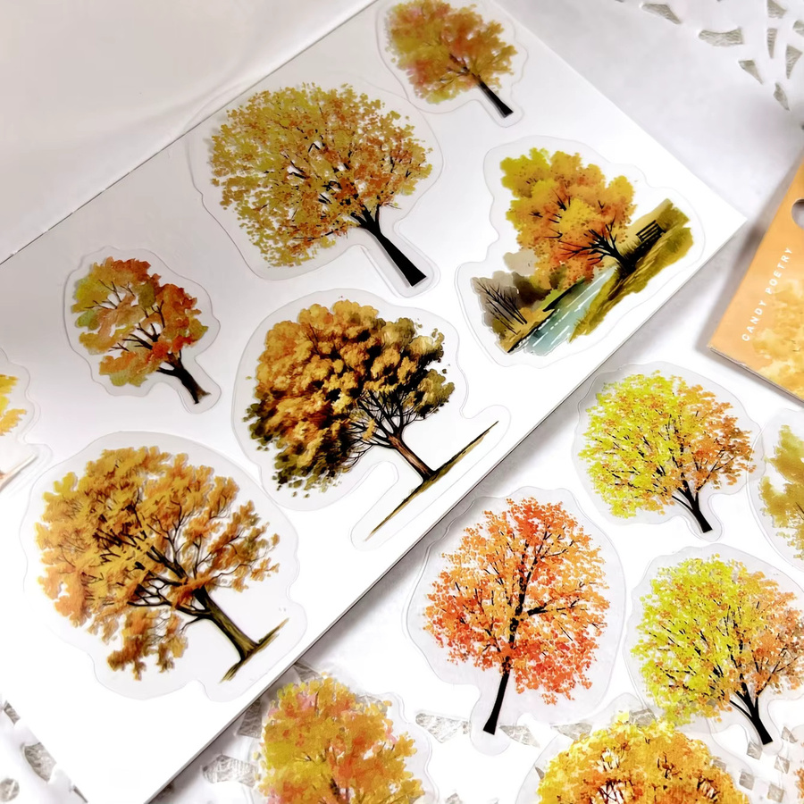 JIANQI Baum Motiv Aufkleber Set für Scrapbooking und DIY Bastelarbeiten, 40 Stück, Mehrfarbig - Bild 3