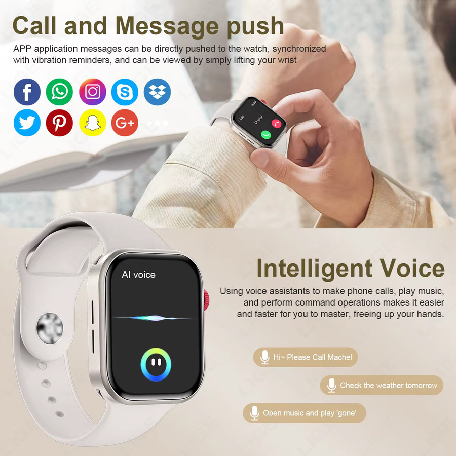 LIGE Z03Pro Smartwatch mit 2.01 Zoll Display für Damen und Herren in Weiß und Grün mit Bluetooth-Anruf, Musiksteuerung und Herzfrequenzmessung - Bild 2