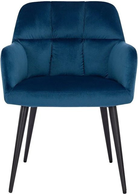 Vente-unique Stuhl Pega in Blau mit Samtbezug und Metallgestell, Breite: 58,5 cm - Bild 1