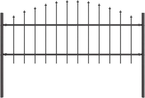 vidaXL Gartenzaun aus Stahl in Grau, B: 1360 cm, H: 75 cm