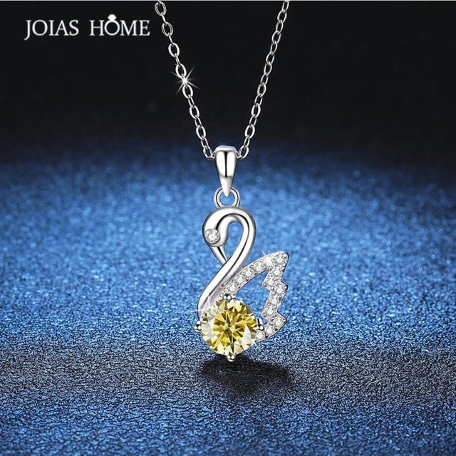 Joiashome Halskette mit Schwan Anhänger, 925 Silber, Moissanite, Damen - Bild 1
