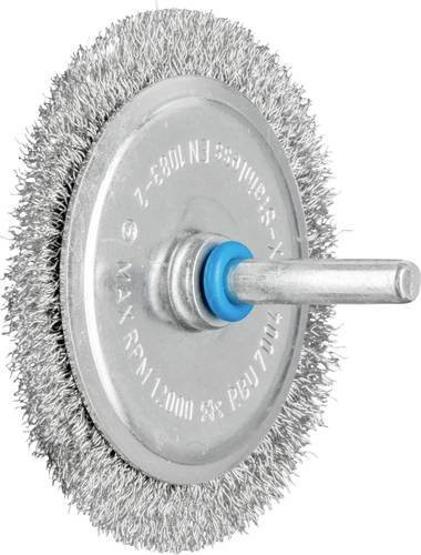 PFERD Rundbürste RBU 7004/6 INOX ungezopft aus Edelstahl mit Ø 70 mm Durchmesser und Ø 6 mm Schaft für Metall und Lack in Silber und Blau - Bild 1