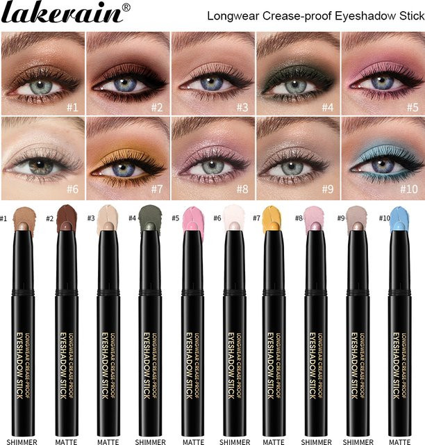 Creme-Lidschattenstift, schimmernd und mattbraun, 10 Farben - Bild 1