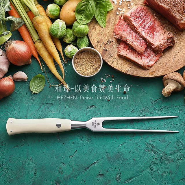 Hezhen Grillgabel aus Edelstahl in Silber poliert für Fleisch und Grillzubehör - Bild 1
