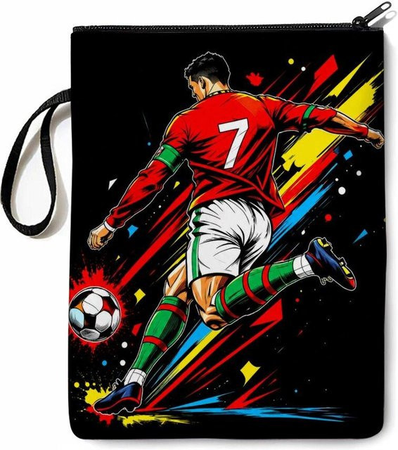 Fancy Style Studio Fußball-Print Buchhülle mit Reißverschluss und Handgelenkschlaufe, Mehrfarbig - Bild 1