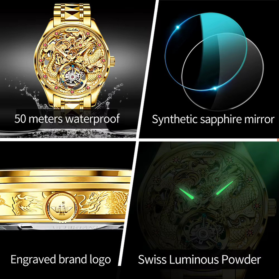 OUPINKE Armbanduhr, Tourbillon, Mechanisch, Edelstahl, Gold, Herren - Bild 5