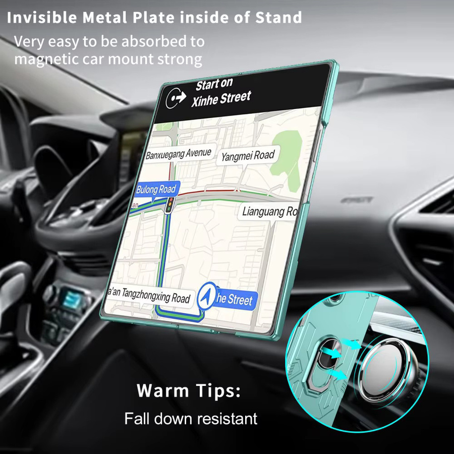 DO AS YOU WISH Magnetische Fingerring-Telefonhülle für Samsung Galaxy Z Fold 7, 6, 5, 4, 3 5G in Türkis mit stoßfester Rüstung und integriertem Ständer - Bild 5