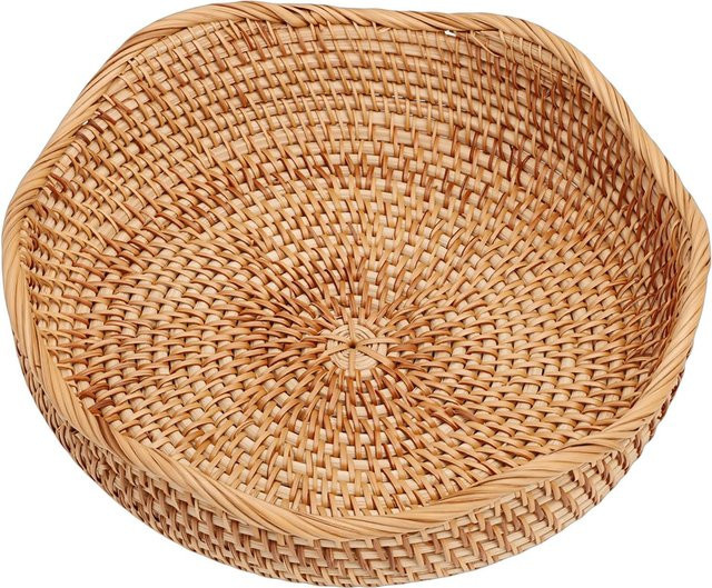 Geflochtene Aufbewahrungsschale aus Rattan in Braun für Brot und Obst, Durchmesser: 22,5 cm - Bild 1