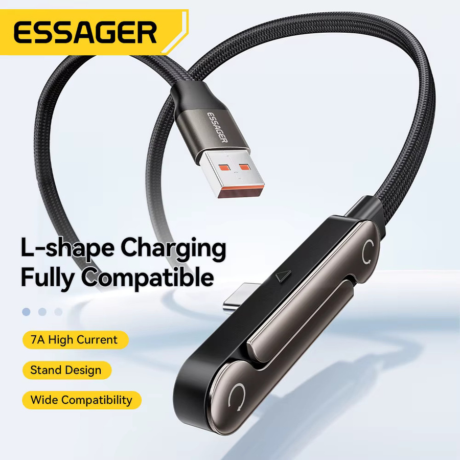 Essager USB-C-zu-USB-C-Kabel mit digitalem Display für 100W PD Schnellladung in Schwarz - Bild 1