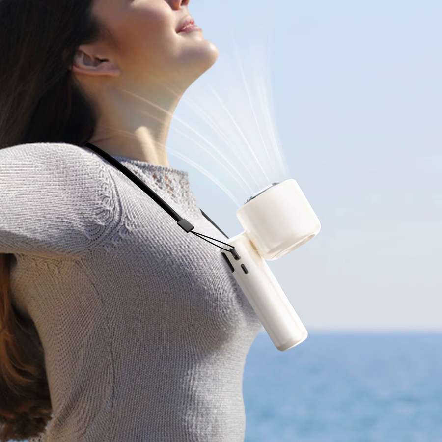 TENGKESi Tragbarer Eiskompressen Handventilator mit digitalem Display und USB-Anschluss, faltbarer Hochgeschwindigkeits-Turbinen-Kleinventilator für Outdoor - Bild 5