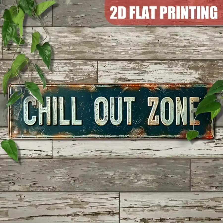 Vintage Wanddekoration Chill-Out-Zone aus Aluminium von Hello Young als Metallschild für Terrasse und Garten - Bild 3