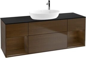 V&B Waschtischunterschrank Finion mit Wandbeleuchtung in Walnuss, Breite: 160 cm - Bild 1