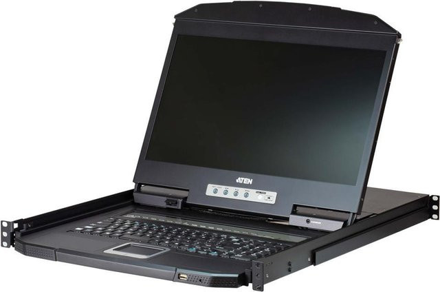 ATEN CL3108NX KVM-Konsole Rack-Einbaugerät mit 18.5 Zoll Display, USB und PS/2, Farbe Schwarz - Bild 1