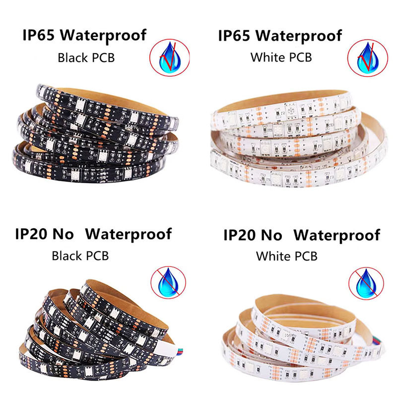 XUNATA RGB LED-Streifen 5050 mit 30 LEDs/m, 5V USB, Wasserdicht IP65, Flexibles LED-Band für TV-Hintergrundbeleuchtung in Weiß oder Schwarz - Bild 2