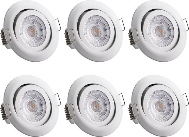 mONZANA LED Einbauleuchte Krog 6er-Set Weiß mit Leuchtmittel und verstellbarem Reflektor - Bild 1