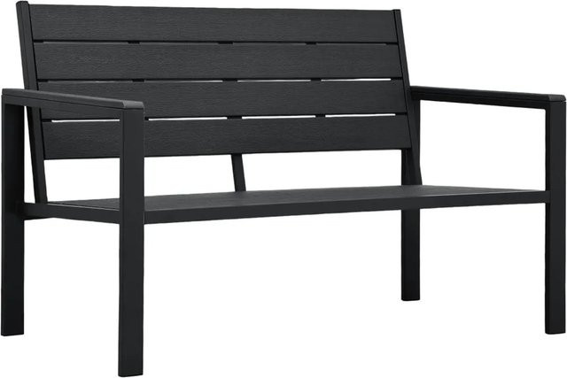 furnicato Gartenbank aus HDPE in Schwarz mit Holz-Optik, B/H/T: 120 x 78 x 64 cm - Bild 1