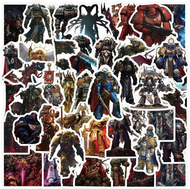 50 Stück Warhammer 40000 Aufkleber, wasserfeste 40K DIY Sticker für Scrapbooking, Telefon und Skateboard, Multicolour - Bild 1