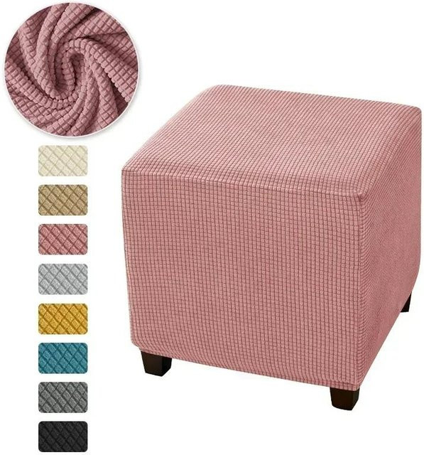 Set aus quadratischen Hockerbezügen aus dehnbarem Polarfleece in Pink - Bild 1