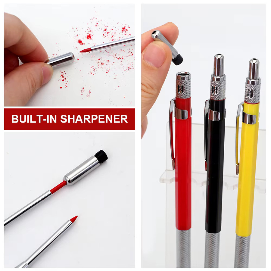 JOMPENS Zimmermannsmarkierungsstift-Set für Metall und Holz in Blau mit 2,0 mm Minen-Nachfüllung und Bleistiftspitzer - Bild 3