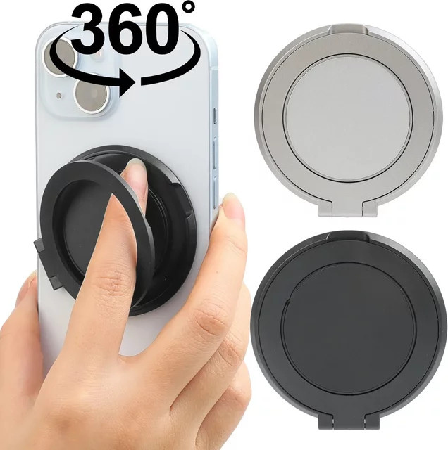 WSSHE Handy-Fingerringhalter in Schwarz mit 360-Grad-Drehung als ultradünner Metall-Standaufkleber für iPhone, Xiaomi und Samsung - Bild 1