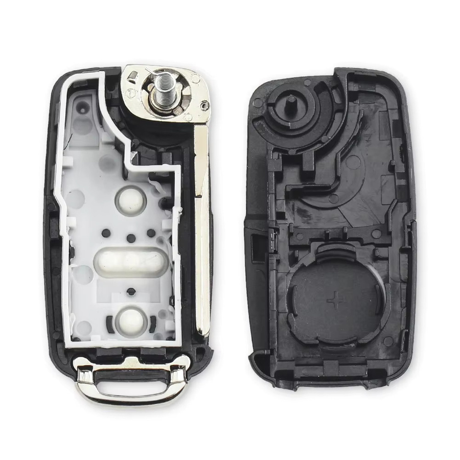 KEYYOU Ersatzgehäuse für VW Volkswagen Transporter T5 und Polo G als 2-Taste Folding Flip Remote Key FOB Shell in Schwarz (ungeschnittene Klinge) - Bild 2