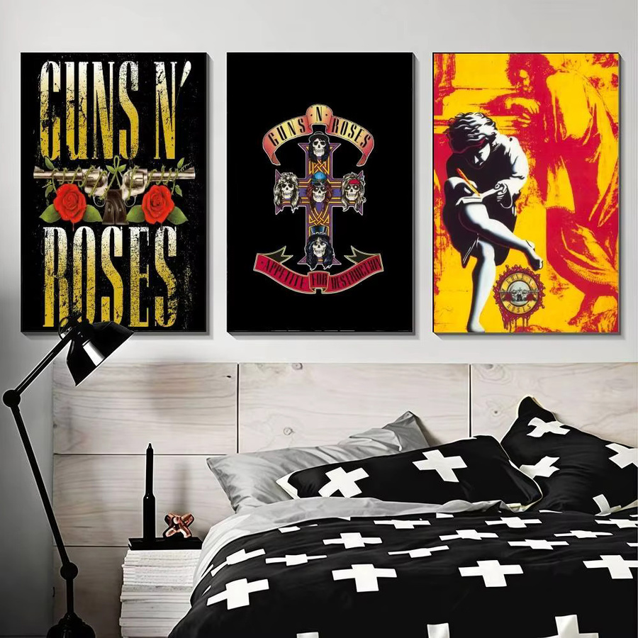 G-GUNS N R-ROSES Retro Band-Poster-Aufkleber mit floralem Design in Multicolour, Rechteckig, Breite: 25,0 cm, Höhe: 35,0 cm - Bild 2
