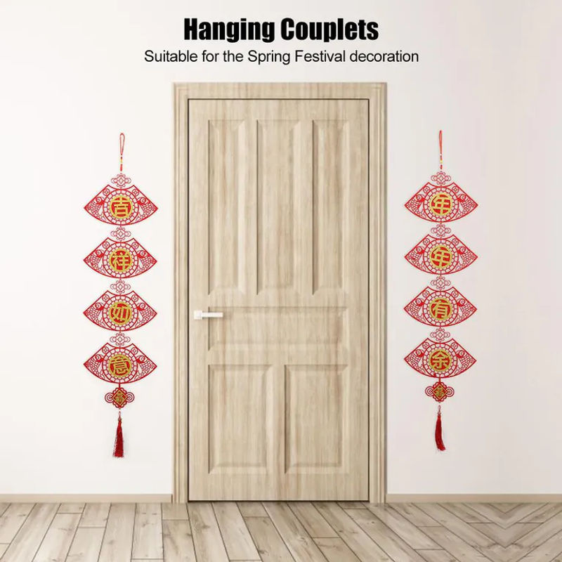 2 Stück CosyHome Traditionelle Chinesische Neujahrs-Hängedekoration für das Frühlingsfest in Rot - Bild 2