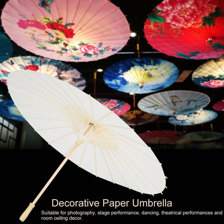 Dekorativer weißer Papier-Regenschirm von mfySpace für Hochzeiten und Partys als DIY-Bastelprojekt und Foto-Requisite - Bild 2