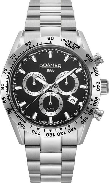 Roamer Chronograph, Edelstahl, Quarz, 42 mm, Herren, Schwarz - Bild 1