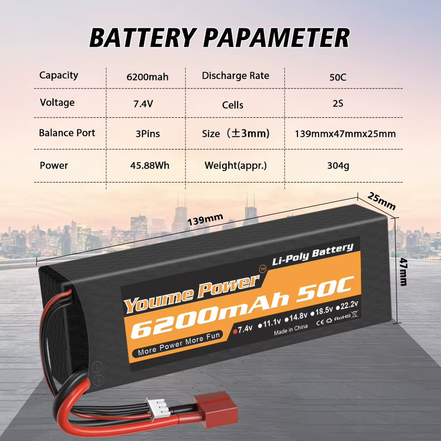 YOUME Lipo Batterie, 6200mah, Hard Case, Zubehör - Bild 3