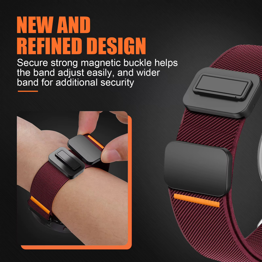Uhrenarmband LCAPLE, magnetisches Sportarmband, Textil/NATO, Schwarz, 20 mm, 22 mm - Bild 3