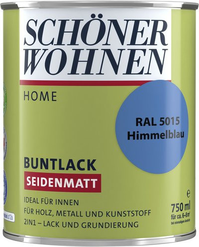 Schöner Wohnen Buntlack Himmelblau Wasserbasiert Seidenmatt 0,75 l - Bild 1