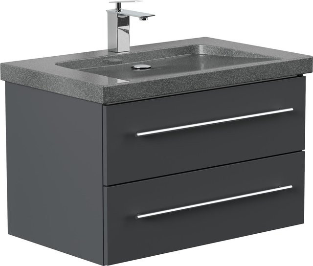Badmöbel Posseik Granit G654 YAMO Waschtischunterschrank mit 1 Hahnloch in Grau, Wandmontage, SoftClose - Bild 1