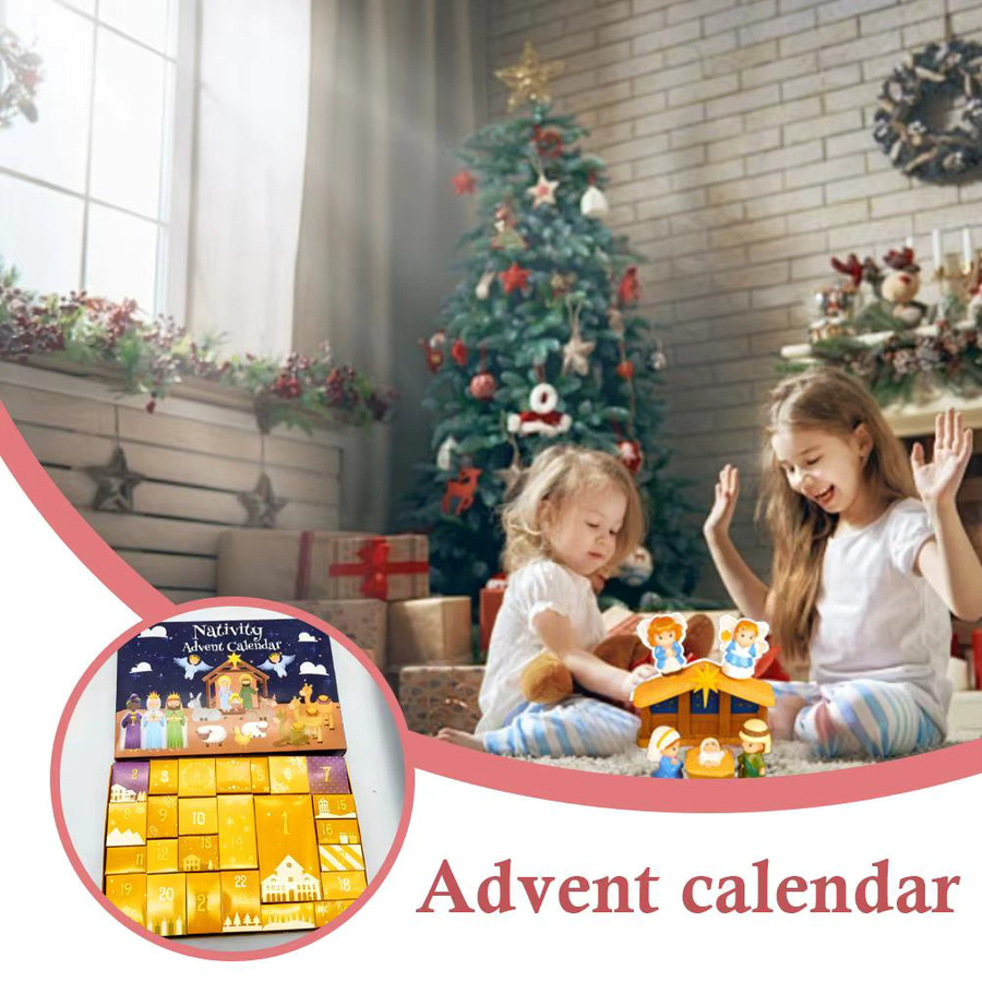 Dekorativer Adventskalender für Weihnachten 2025 in Blau und Multicolour für Kinder, Jungen, Mädchen und Erwachsene - Bild 5