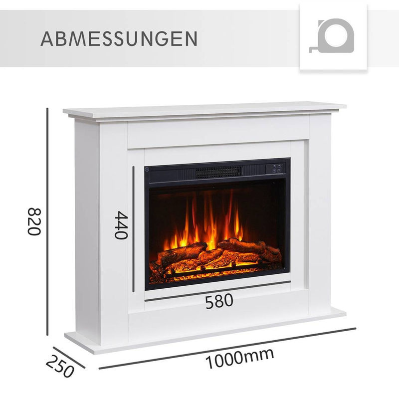 Balderia Elektrokamin Finn Standkamin mit 2000 W Heizung in Weiß B/H/T: 100 x 82 x 25 cm - Bild 4