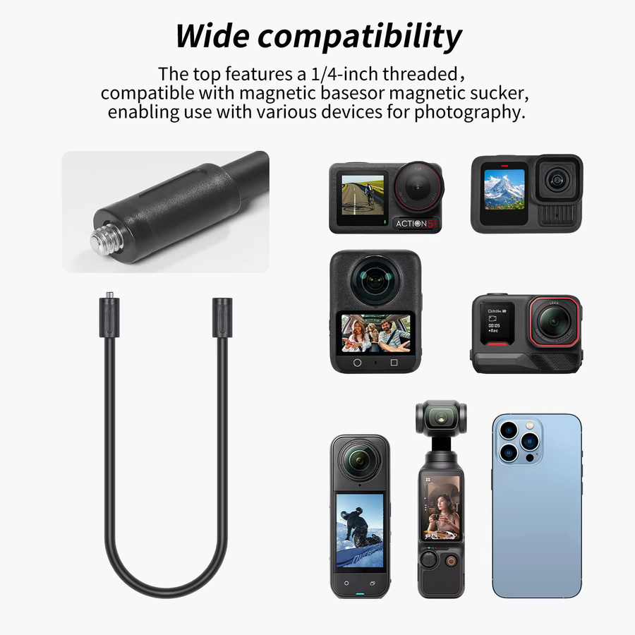 FEICHAO Magnetische Kamerahalterung mit 1/4 Zoll Stativadapter in Schwarz für GoPro, DJI, Insta360 und Actioncams - Bild 2