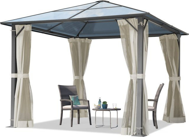 TOOLPORT Hardtop Gartenpavillon Moonlight Deluxe in Crème mit 4 Seitenteilen und Moskitonetzen, B/T: 300 x 300 cm - Bild 1
