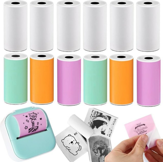 Phomemo Selbstklebendes Thermopapier in Mehrfarbig und Weiß für Phomemo T02/M02 Drucker, B/H: 53 x 28 mm - Bild 1