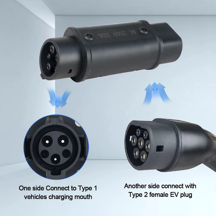 KOLANKY EV-Ladegerät-Adapter Typ 2 auf GBT 32 A 22 kW und Typ 2 auf Typ 1 SAE J1772 7,2 kW in Schwarz - Bild 3