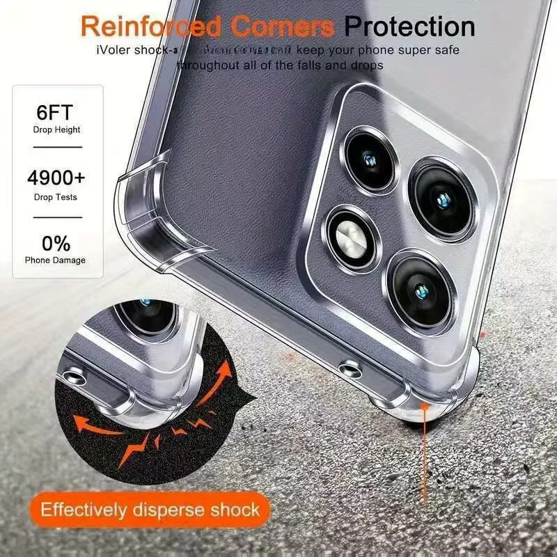 Stoßfeste Silikon-Handyhülle für Motorola Edge 60 Fusion 50 Pro 40 Neo Moto G55 G75 G85 G84 G54 5G in Transparent - Bild 3
