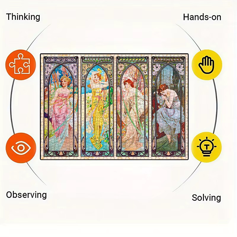 AZNM Alphonse Mucha Seasons Girl Bild, Papierpuzzle, 1.000 Teile, ab 14 Jahren - Bild 2