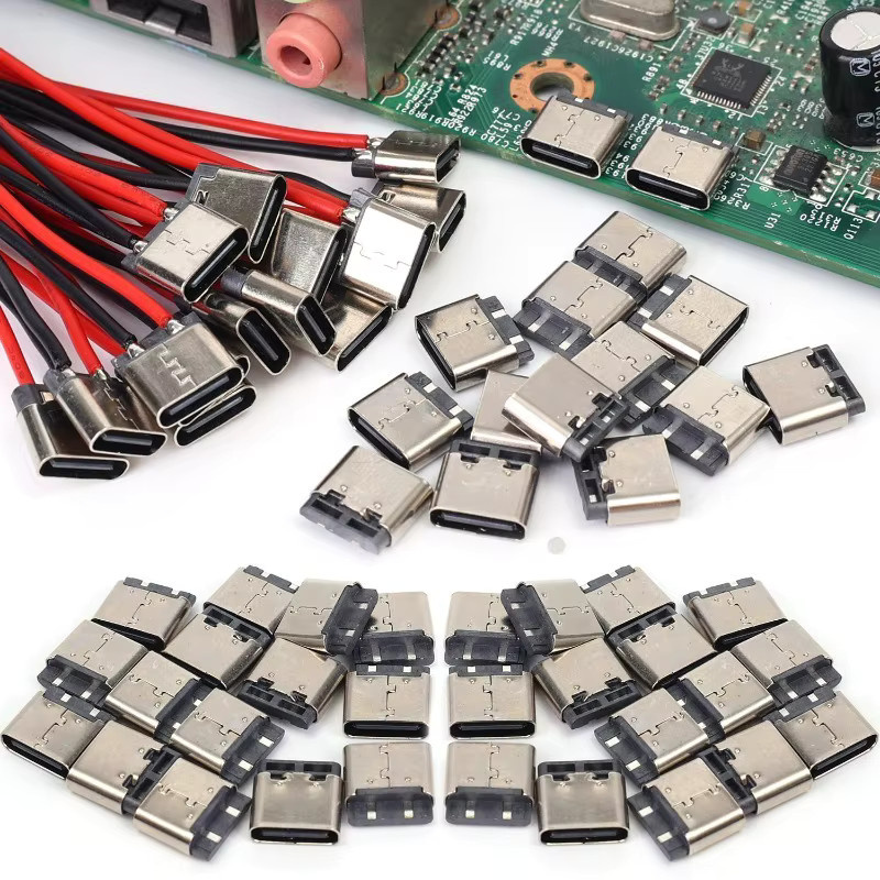 USB-C Ladebuchse Typ-C 2P zum Schweißen für DIY Schnellladung, Farbe: Silber - Bild 2
