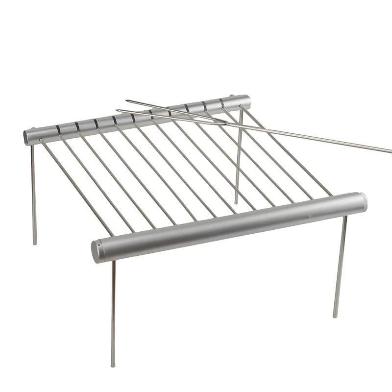 Tragbarer Mini-Grill aus Edelstahl in Silber für Outdoor, Picknick und Camping - Bild 3