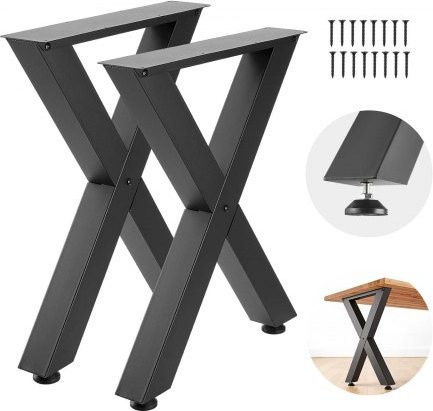 VEVOR Tischgestell 2er-Set aus Kohlenstoffstahl in Schwarz, X-förmige Tischkufen für Schreibtische, Couchtische oder Esstische, B/T: 75,0 x 60,0 cm - Bild 1